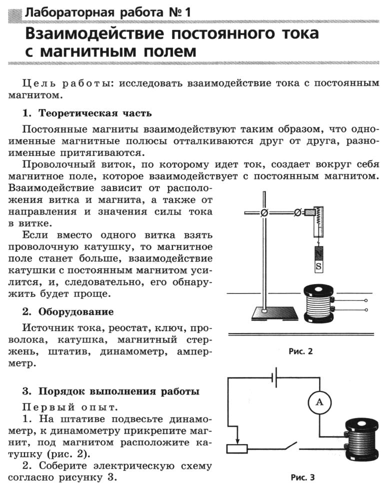 Реферат: Физические опыты в теме МАГНИТНОЕ ПОЛЕ ТОКА